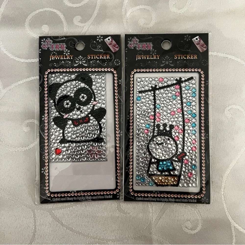 2 Jewelry Sticker Sheets y2k 2000s Rhinestone Sparkle Flip Phone Decor Cute